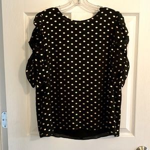 Black and gold polka dot t-shirt by & Other Stories, size 10.